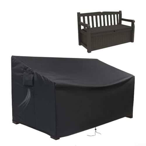 Entgoinggo Outdoor Storage Bench Dust Cover Waterproof Garden Furniture Protector With Handles Adjustable Drawstring 55.5x24.4x31.9 Inches(L) von Entgoinggo
