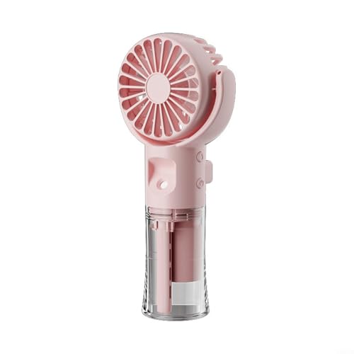 Entgoinggo Rotierender wiederaufladbarer Mini-Ventilator für den Schreibtisch, Wassernebel, Sprühventilator mit 4 Geschwindigkeitsoptionen für Kinder, Studenten (Rosa) von Entgoinggo