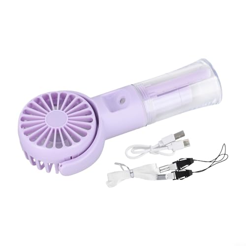 Entgoinggo Rotierender wiederaufladbarer Mini-Ventilator für den Schreibtisch, Wassernebel, Sprühventilator mit 4 Geschwindigkeitsoptionen für Kinder, Studenten (lila) von Entgoinggo