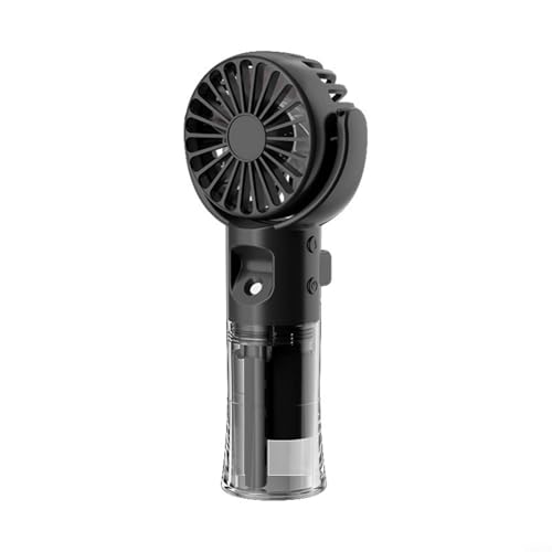 Entgoinggo Rotierender wiederaufladbarer Mini-Ventilator für den Schreibtisch, Wassernebel, Sprühventilator mit 4 Geschwindigkeitsoptionen für Kinder, Studenten (schwarz) von Entgoinggo
