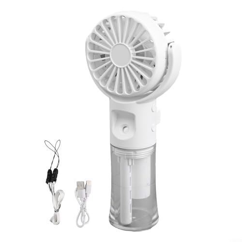 Entgoinggo Rotierender wiederaufladbarer Mini-Ventilator für den Schreibtisch, Wassernebel, Sprühventilator mit 4 Geschwindigkeitsoptionen für Kinder, Studenten (weiß) von Entgoinggo
