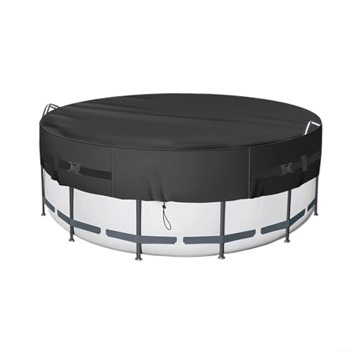 Entgoinggo Runde Poolabdeckung für 2,4 m, 3,6 m, 3,6 m Pools, wasserdicht und wetterbeständig, 210D Oxford-Tuch, einfache Installation mit Seilen und Schnallen (2,4 m) von Entgoinggo