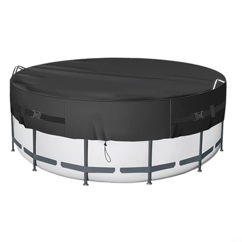 Entgoinggo Runde Poolabdeckung für 2,4 m / 3,6 m große Pools, wasserdicht und wetterbeständig, 210D Oxford-Stoff, einfache Installation mit Seilen und Schnallen (3,6 m) von Entgoinggo
