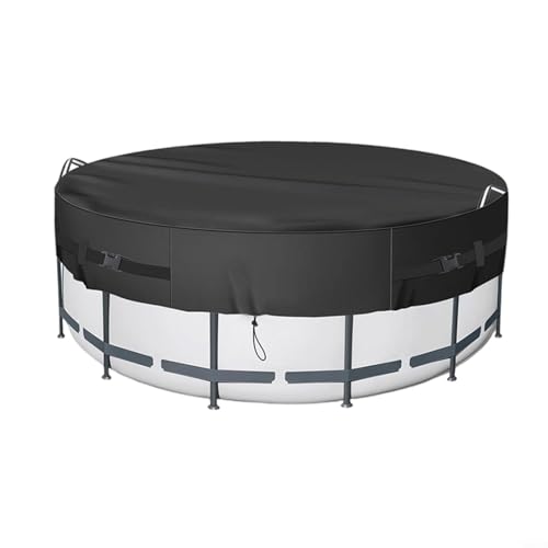 Entgoinggo Runde Poolabdeckung für 2,4 m / 3,6 m große Pools, wasserdicht und wetterbeständig, 210D Oxford-Stoff, einfache Installation mit Seilen und Schnallen (3 m) von Entgoinggo