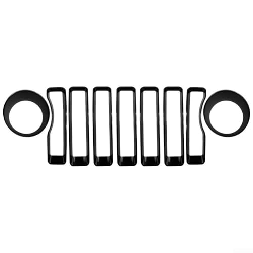 Entgoinggo Scheinwerferblende Kühlergrill Dekorationsset für Jeep für Wrangler JL/JT 2018-2022 ABS Front Mesh Cover Set Wetterbeständig (Schwarz) von Entgoinggo