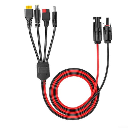 Entgoinggo Solarpanel-Kabel, 4-in-1 Solarmodul-Verlängerungskabel, Splitter, PV-Parallel-Solarpanel-Steckverbinder, für XT60, DC 8 mm, 5 5 mm Gleichstrom-Ladebedarf von Entgoinggo