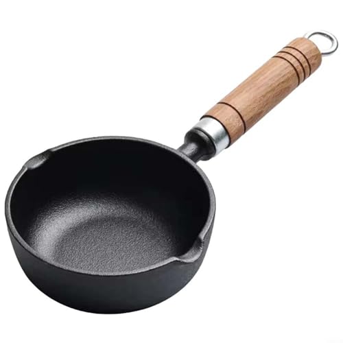 Entgoinggo Tiefer Gusseisen-Mini-Pfanne für heiße Milch und Spiegeleier, kleiner Topf für schnelle Reinigung (11 x 4 cm) von Entgoinggo
