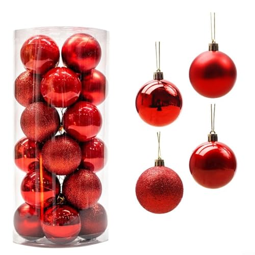 Entgoinggo Weihnachtskugeln Christbaumschmuck Ornamente, für Weihnachtsdekoration Hochzeit Geburtstag Party (Rot) von Entgoinggo