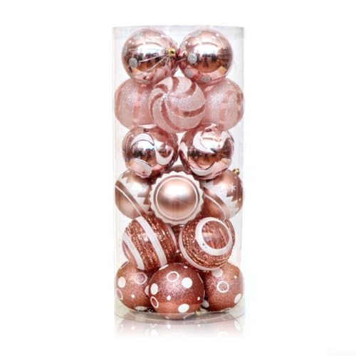 Festive Christmas Ball Collection 24 Kunststoff-Ornamente für Heimdekoration und Feiern (Roségold) von Entgoinggo