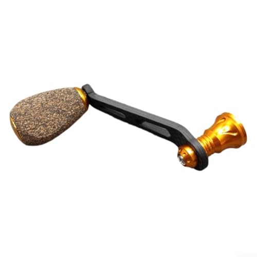 Für DAIWA kompatiblen 70 mm Schraubgriff mit Kohlefaser-Körper und Gummi-Korkgriff, mit Doppellager-Setup (Gold) von Entgoinggo