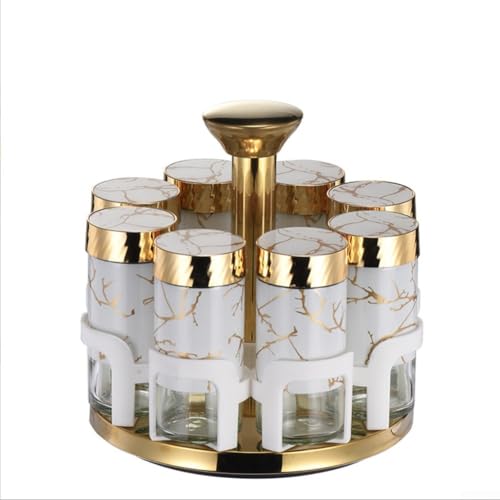 Für die Küche spezifische Multi-Loch-Gewürzspenderflasche mit drehbarem Design für einfache Verwendung (Weißgold) von Entgoinggo