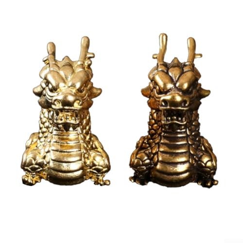Geformte Kunstfertigkeit aus massivem Messing mit einer schönen Darstellung des Sternzeichen-Drachen als elegantes Ausstellungsstück (Gold) von Entgoinggo