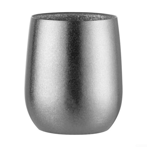 Isolierter doppelwandiger Ti-Trinkbecher für Camping, leichter und widerstandsfähiger Getränkebehälter (Silber, 120 ml) von Entgoinggo