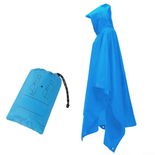Mehrzweck-Regenmantel für Erwachsene mit Kapuze, 3-in-1-Design, einschließlich Regenmantel, Baldachin und Bodentuch, leicht und tragbar mit wasserdichter Stoffkonstruktion (blau) von Entgoinggo