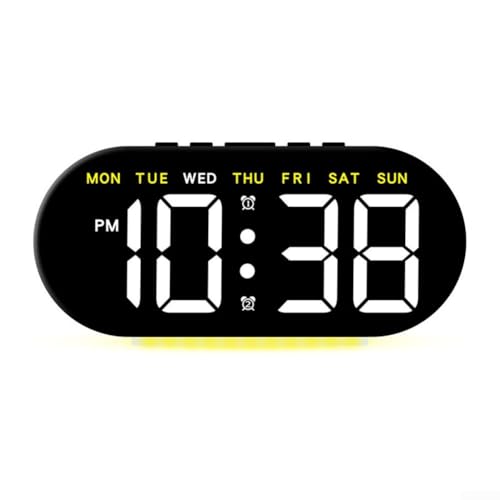 Multifunktionale LED-Uhr mit großem Display und anpassbarer Helligkeit für einfaches Ablesen (gelb) von Entgoinggo