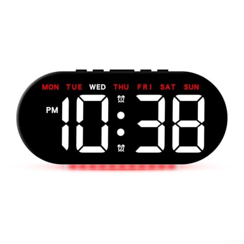 Multifunktionale LED-Uhr mit großem Display und anpassbarer Helligkeit für einfaches Ablesen (rot) von Entgoinggo