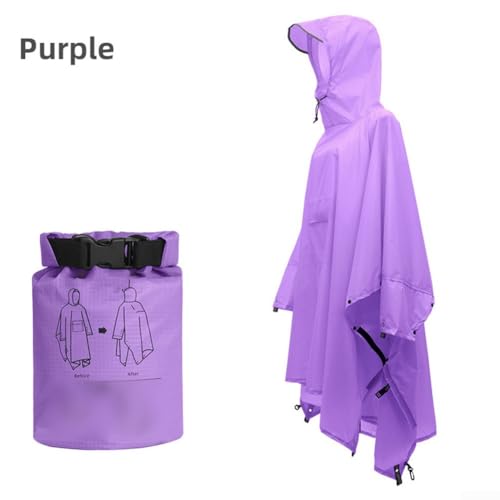 Outdoor Erwachsene Regenmantel mit Kapuze, Heavy Duty Wasserdicht 3 in 1 Regenmantel Pack zum Angeln, Wandern, Camping aus reißfestem PU-beschichtetem Polyester (Upgraded Version Lila) von Entgoinggo