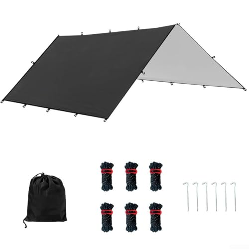 Outdoor-Überdachungszelt, Mehrzweck-Regenplane, Picknickdecke mit Bodeneinrichtung und winddichten Eigenschaften (M: 304,8 x 292,1 cm) von Entgoinggo