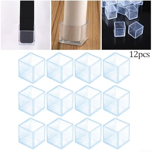 Quadratischer Stuhlfuß, 12 Stück, für Tisch und Schreibtisch, Schutz vor Kratzern und Lärm (25 x 25 mm) von Entgoinggo