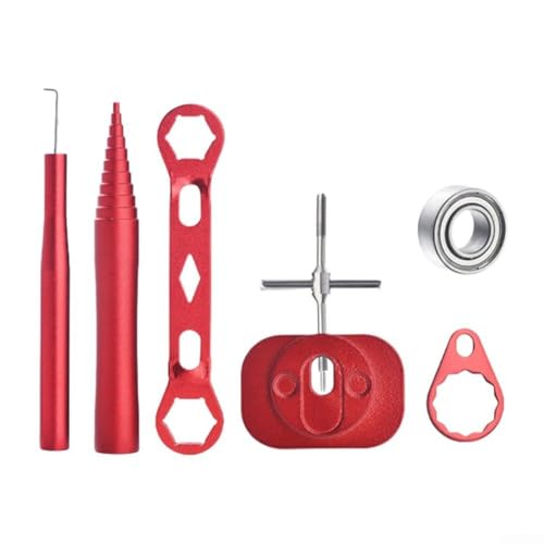 Reel Repair Tool with Spool Disassembling and Reel Bearing Pin Removal Functions, Metal Nut Wrench for Fishing Reel Maintenance and Retaining Spring Removal (red) von Entgoinggo