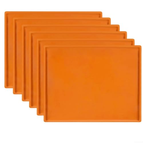 Set mit 6 Silikon-Backblecheinlagen für Cosori Dörrautomat und Ofen, Antihaft-Matten mit verschütteten Kanten (orange) von Entgoinggo