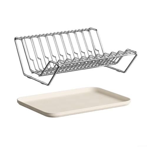 Spülbecken-Abtropfgestell mit Tablett für Küchenarbeitsplatte, Edelstahl-Schüssel- und Tellerhalter, rostbeständig und stehend (Geschirrständer) von Entgoinggo