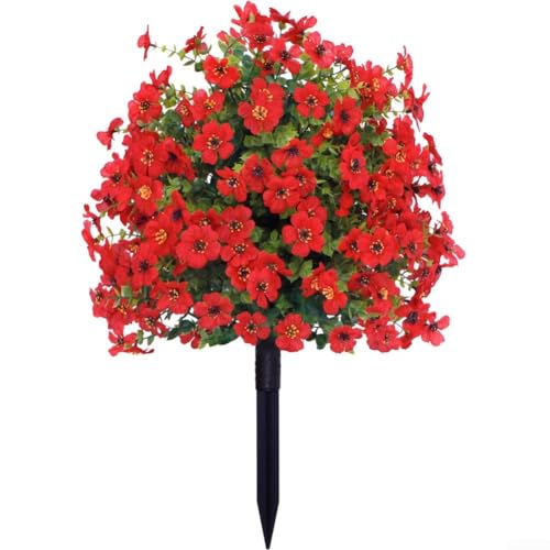 Stilvolle violette Kunstblume mit Erdspießen für einfache Gartendekoration, perfekt für verschiedene Anlässe (Hellrot) von Entgoinggo