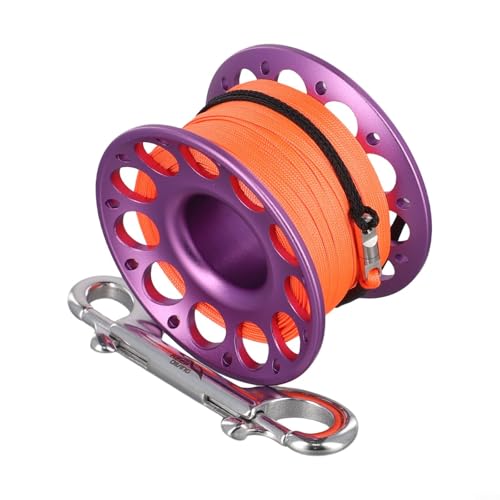 Tauchrolle aus Aluminiumlegierung mit verbessertem Griff und zuverlässigem Haken für Unterwassersicherheit (30 m lila) von Entgoinggo