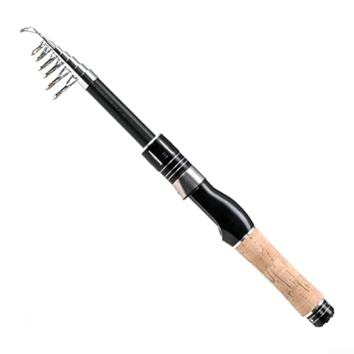 Tragbare Mini-Schrumpf-Angelrute aus Kohlefaser mit Metallverstärkung und Edelstahl-Rahmenringen für eine lange Lebensdauer (schwarz 210)) von Entgoinggo