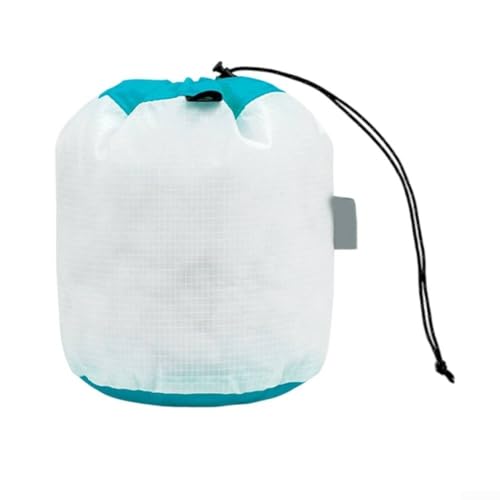 Wasserdichte 15D-Nylon-Aufbewahrungstasche mit Kordelzug und PU5000 mm Beschichtung, leicht, für Reisen, Camping, Outdoor, silikonbeschichteter Kleinteil-Organizer-Sack (blau) von Entgoinggo