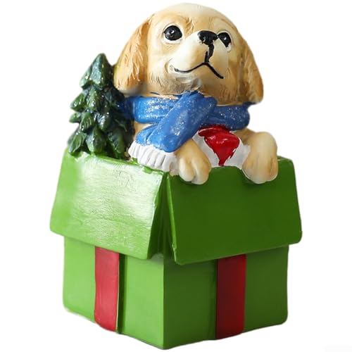 Weihnachtliche Hundefigur aus Kunstharz für Welpen, dekoratives Ornament für Büro oder Innenbereich, saisonale Dekoration (grün) von Entgoinggo