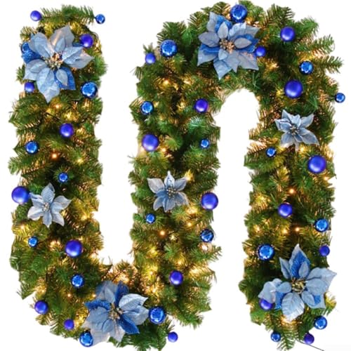 Weihnachts-Blumengirlande, 2 x 7 m Länge, für einzigartige Dekorationsideen zu Hause oder im Garten, Blau von Entgoinggo