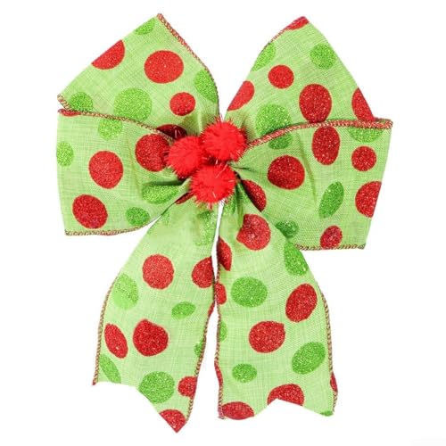 Weihnachtsbaumschleifen aus Polyester, 12 Stück, mit klassischem Punkt-Design, zum Dekorieren von Weihnachtsbäumen, Gärten, Wänden und Treppen, um saisonal zu verschönern (grüner Plüsch, 12 Packungen) von Entgoinggo