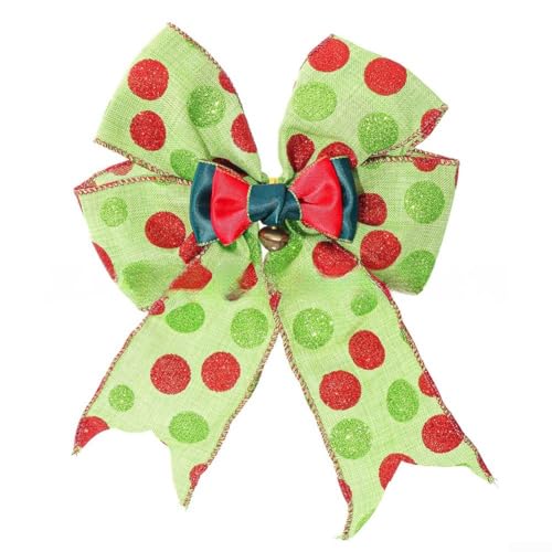 Weihnachtsbaumschleifen aus Polyester, 12 Stück, mit klassischem Punkt-Design, zum Dekorieren von Weihnachtsbäumen, Gärten, Wänden und Treppen, um saisonale Verschönerung (12 Sets Glockenbögen) von Entgoinggo