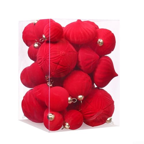 Weihnachtskugel-Set, beflockte Ornamente in verschiedenen Größen für festliche Baumdekoration, 35 Stück von Entgoinggo