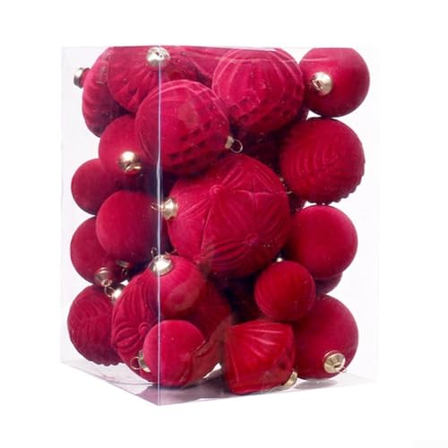 Weihnachtskugel-Set, beflockte Ornamente in verschiedenen Größen für festliche Baumdekoration, 35 Stück Weihnachtskugel-Set, beflockte Ornamente in verschiedenen Größen für festliche Baumdekoration, 35 Stück von Entgoinggo