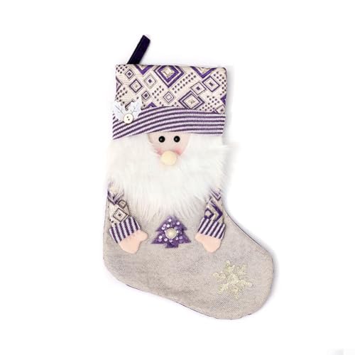 Weihnachtssocken mit Weihnachtsmann und traditionellen Feiertagsmustern, geeignet zum Aufhängen am Kamin oder als dekorative Akzente während der Weihnachtszeit (A) von Entgoinggo