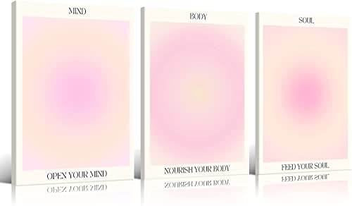 Enthusiasm 3 Stück rosa Farbverlauf Aura spirituelle Leinwandkunst Trippy positive Affirmationen Raum ästhetische Poster minimalistische Drucke Gemälde Dekor ungerahmt (C, 40 x 60 cm) von Enthusiasm