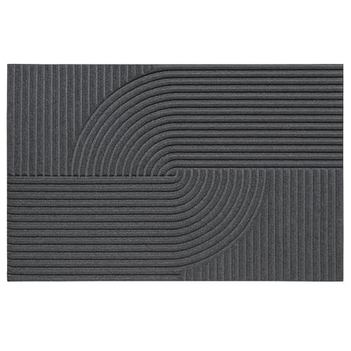 Entrando Fußmatte mit Struktur und Wellendesign 45x75 cm rutschfest saugstark vorleger Teppich Eingang fussmatte anthrazit fußmatte Wellen schmutzfangmatte innen (Anthrazit) von Entrando