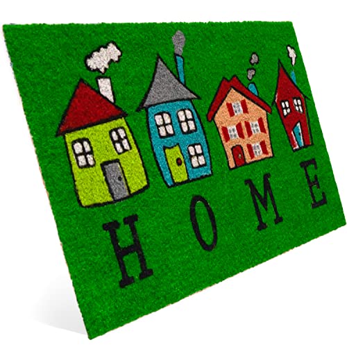 Entrando Fussmatte aus Kokos 40x60 cm - 20 Stillvolle Motiven - für außen, robust, rutschfest - ideal für überdachte Haustür (Häuser & Home) von Entrando