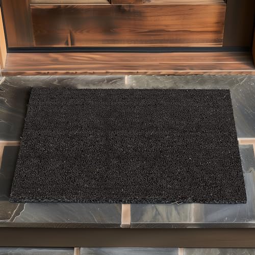 Entrando Fussmatte aus Kokos - optimale Türmatte für den Aussenbereich - rutschfest, wetterfest, für aussen - Anthrazit, 40x60 cm fußmatte kokos schmutzfangmatte kokos fussmatte kokos von Entrando