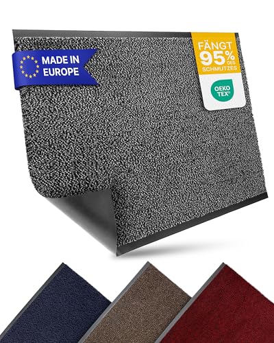 Entrando Schmutzfangmatte auf Maß - 90 cm oder 120 cm Breite - Länge wählbar bis 20 Meter - ohne Gummirand an den Schnittkanten schmutzfangteppich meterware sauberlaufmatte (Anthrazit Schwarz) von Entrando