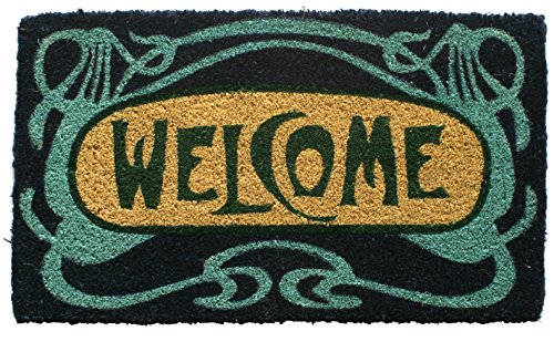 Entryways 1027S Handgewebte Art Deco-Fußmatte "Welcome" aus Kokosfaser, 40 x 60 cm von Entryways