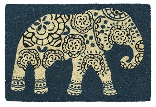 Entryways Elefant 40 x 60 rutschfeste Coir-Fussmatte, blau, 40 x 60 x 1.5 cm von Entryways