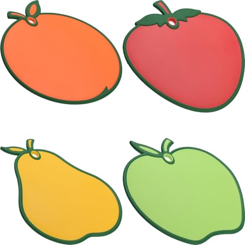 Envenzo Envenzo Schneidebretter für Küchen, groß, Kunststoff, bunte Obstformen zum Schneiden von Fleisch, Gemüse, Brot, 1/2, 4 Stück (4, mehrfarbige Mischformen) von Envenzo