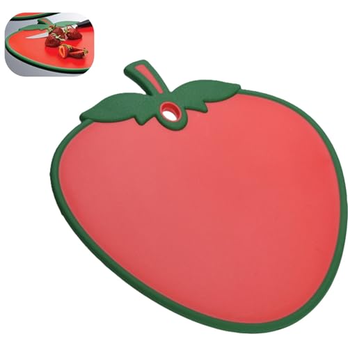Envenzo Envenzo Schneidebretter für Küchen, groß, Kunststoff, bunte Obstformen zum Schneiden von Fleisch/Gemüse/Brot, 1/2/4 Stück von Envenzo (1, Rote Erdbeere) von Envenzo