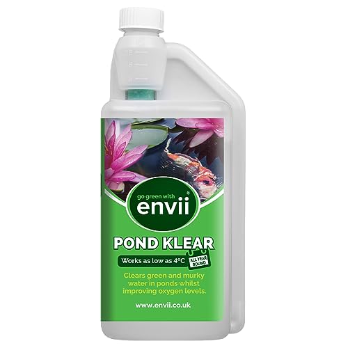 Envii Pond Klear – Teichklar - Teichpflege, Gartenteich Reiniger, Wasserklärer und Teich Wasseraufbereiter zu klar von grünem Wasser - 1 Liter von Envii