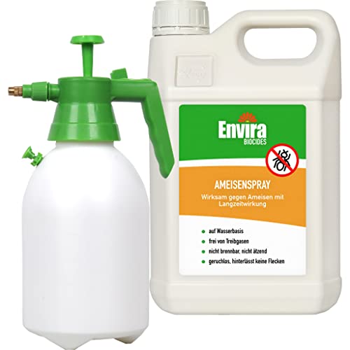 Envira Ameisen-Spray 5 Liter + 2L Drucksprüher - Ameisen bekämpfen im Haus & im Garten - Anti-Ameisen-Mittel innen - mit Langzeitwirkung & geruchsneutral von Envira