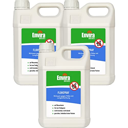 Envira Floh-Spray - Anti Flohmittel für die Wohnung 3x 5 Liter - Umgebungsspray, Mittel gegen Flöhe - Geruchlos & Auf Wasserbasis von Envira