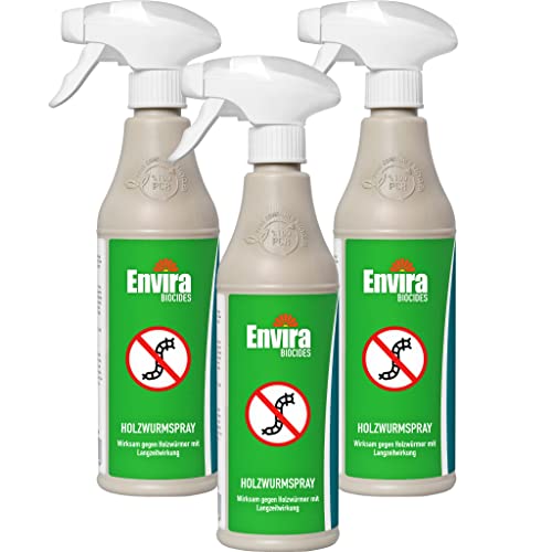 Envira Holzwurm-Spray - Holzwurm Ex Gegen Holzschädigende Insekten Mit Langzeitschutz - Auf Wasserbasis - 3x500ml von Envira